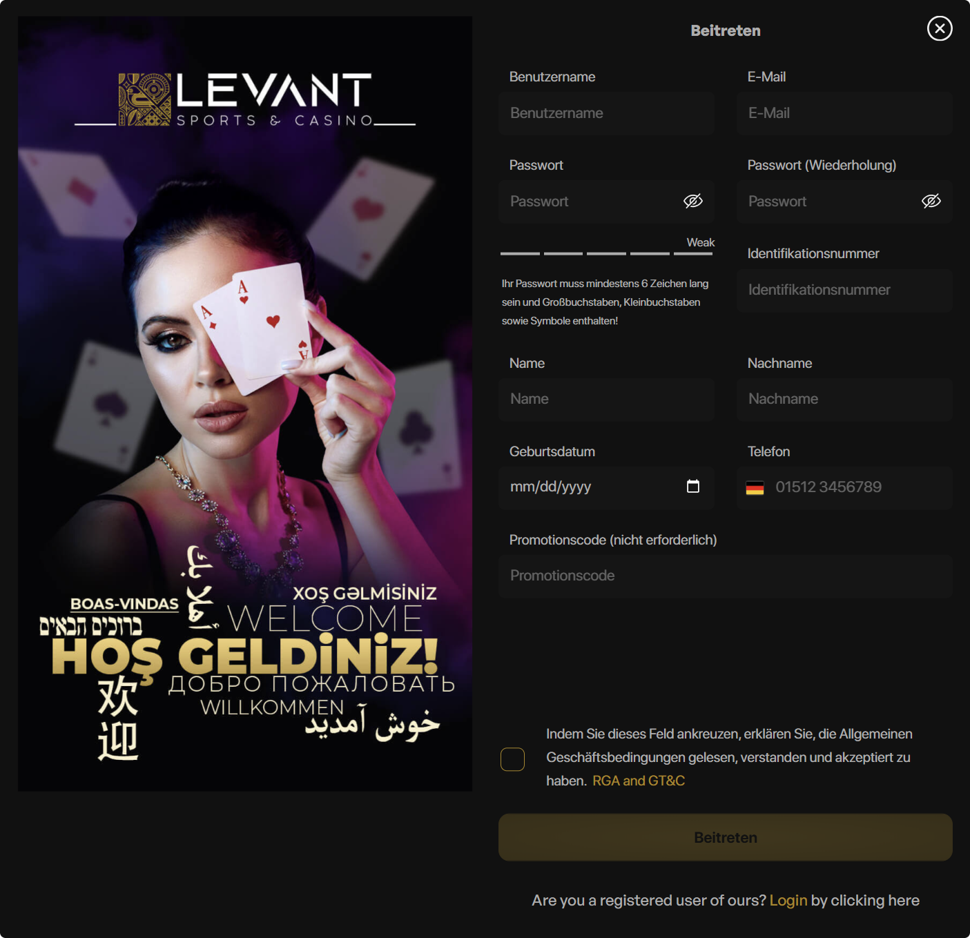 levant casino registrierung